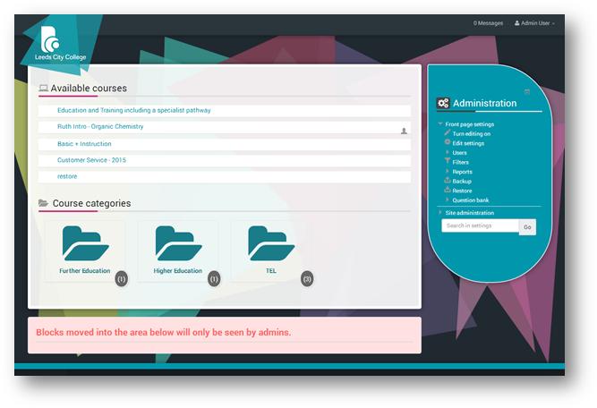 Moodle's Font Awesome graphical categories